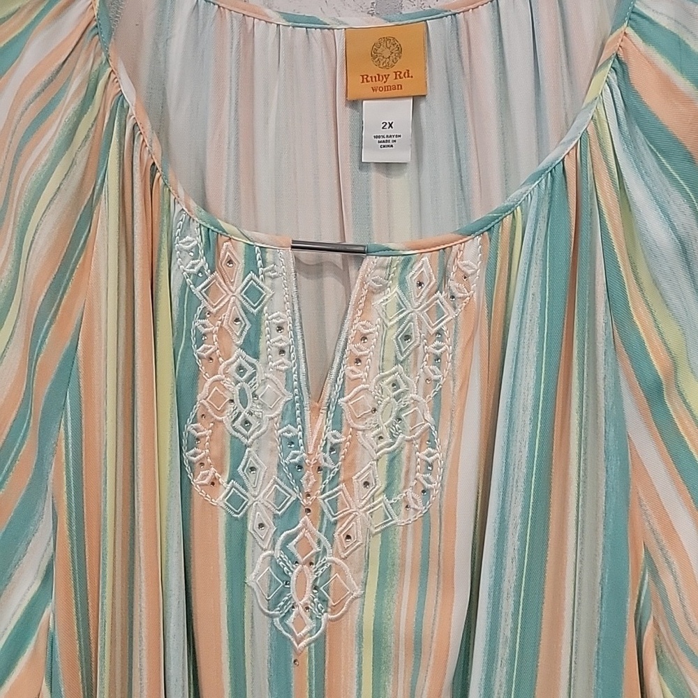 Ruby Rd. Tie Front Spring Breeze NWT 2x Top - Picture 5 of 9